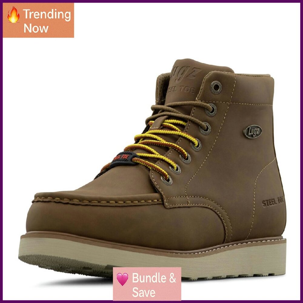 Men's Steel Toe Work Boots Slip Resistant Memory Foam Size Available - Picture 1 of 8